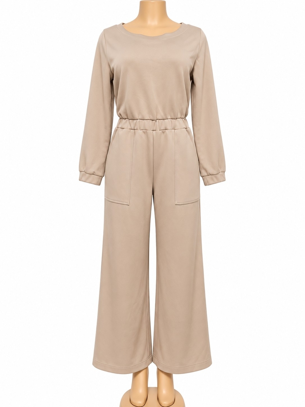 Everyday Wide-Leg Jumpsuit in Taupe